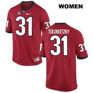 Women's Georgia Bulldogs NCAA #31 Reid Tulowitzky Nike Stitched Red Authentic College Football Jersey WDZ3154QV
